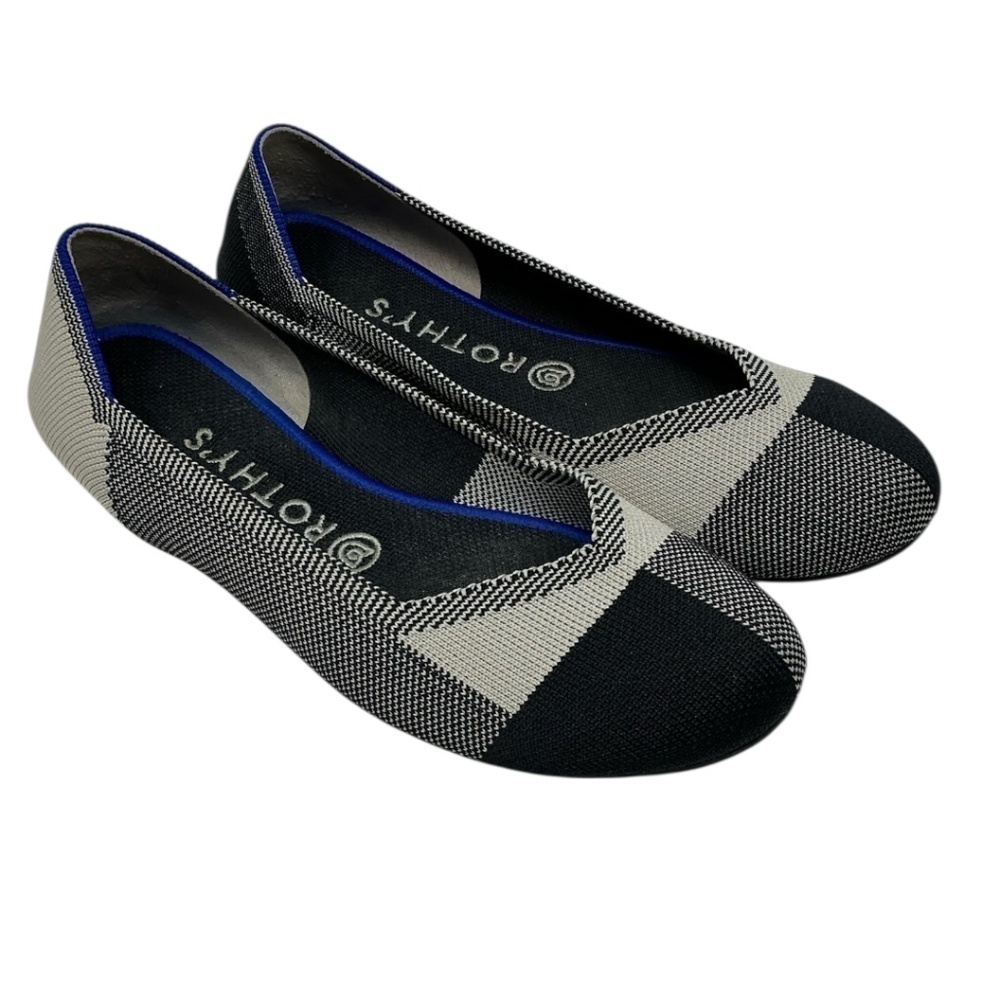 Rothy's The Flat in Cap Toe Black Flats - Picture 2 of 12